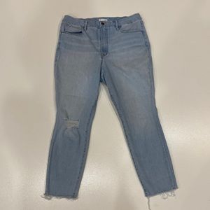 GOOD AMERICAN Good Waist Crop Raw Edge Super High Rise Skinny Jeans SZ 15 PLUS